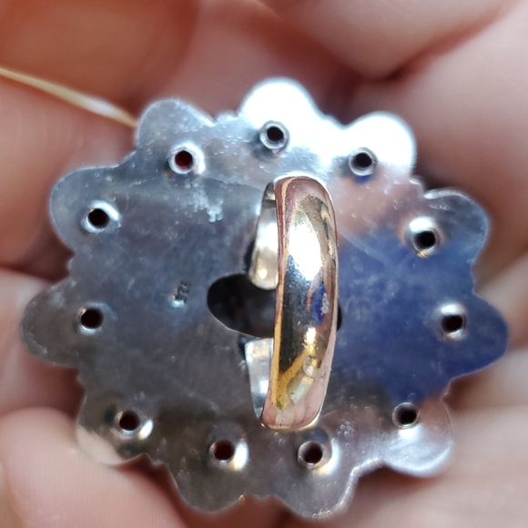 New Seam Agate and Garnet 925 Silver Statement Ring. - Picture 10 of 13